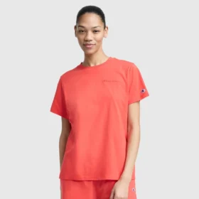 Klassisches T-Shirt, farblich abgestimmter Schriftzug auf der linken Brust