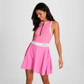 Match Point Tennis-Kleid, gesticktes Script Logo