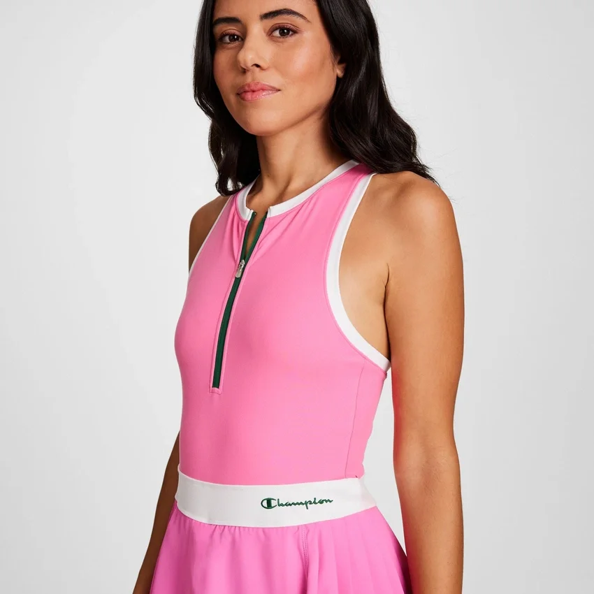 Match Point Tennis-Kleid, gesticktes Script Logo