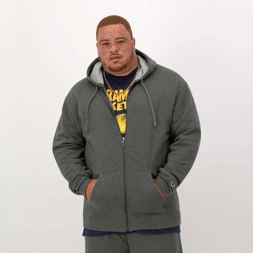 Powerblend-Hoodie mit durchgehendem Reißverschluss, C Logo – Big & Tall