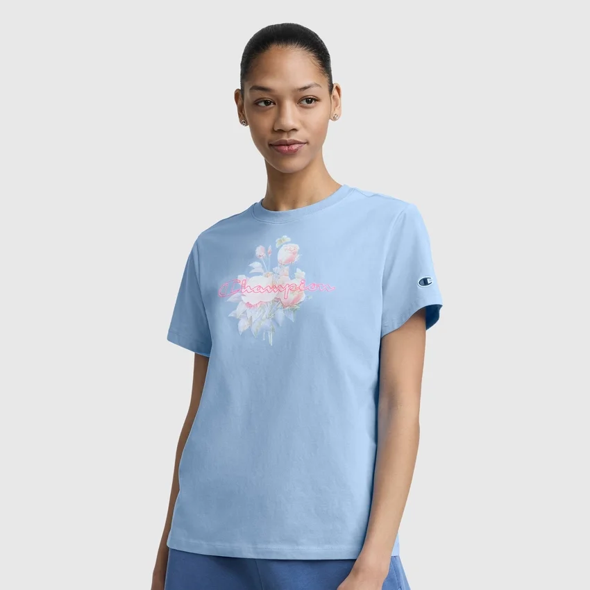 T-Shirt mit „Blurred Roses“-Grafik und C Logo