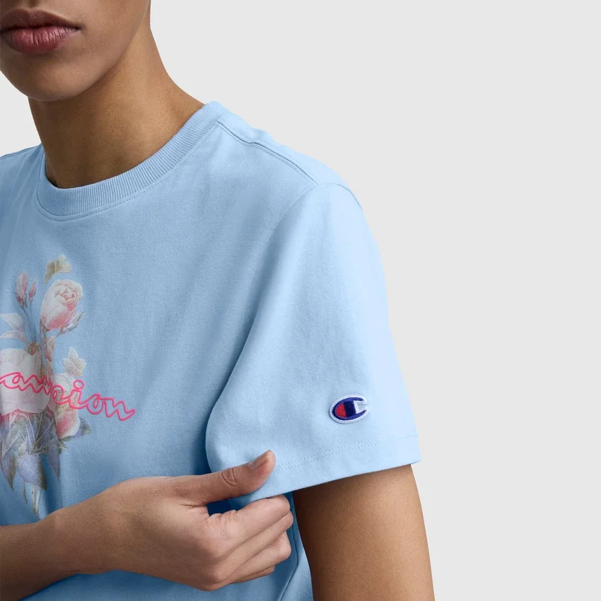 T-Shirt mit „Blurred Roses“-Grafik und C Logo