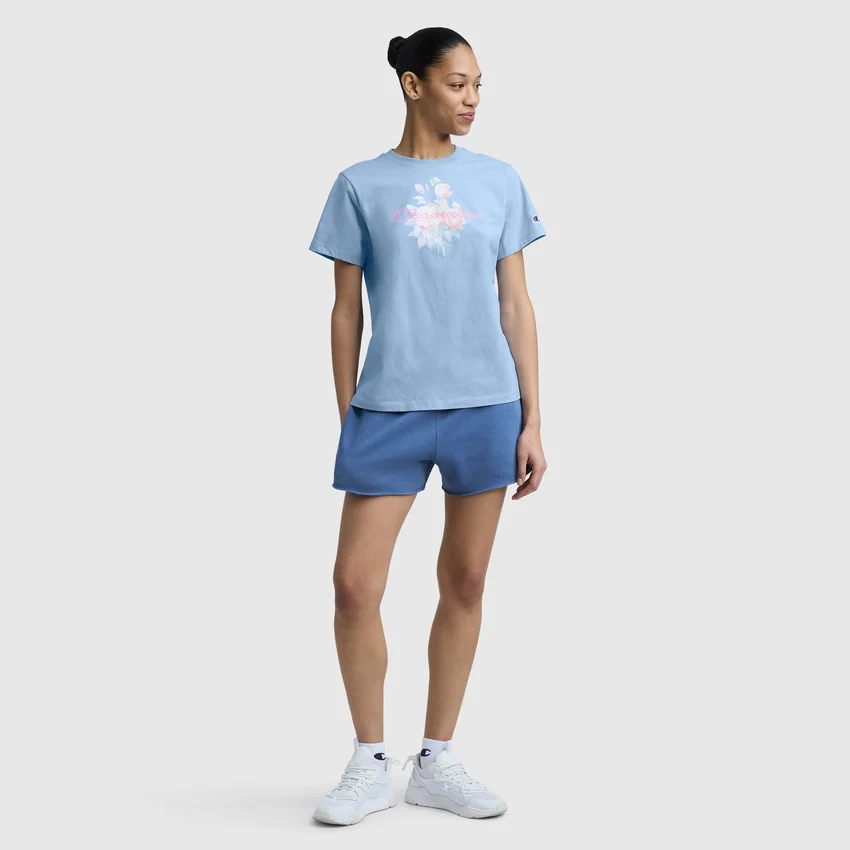 T-Shirt mit „Blurred Roses“-Grafik und C Logo