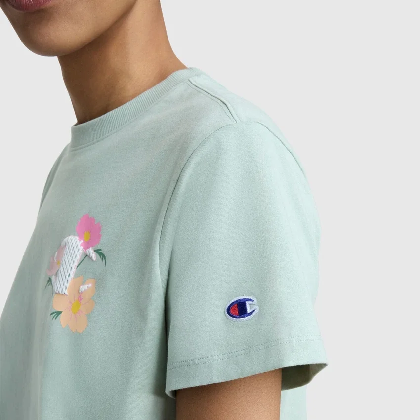 T-Shirt mit „C“-Grafik aus Mesh mit Blumenmuster, C Logo