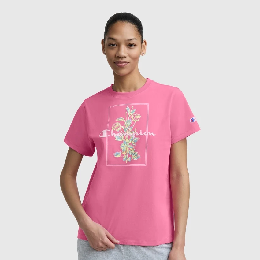 T-Shirt mit „Painted Bouquet“-Grafik, C Logo