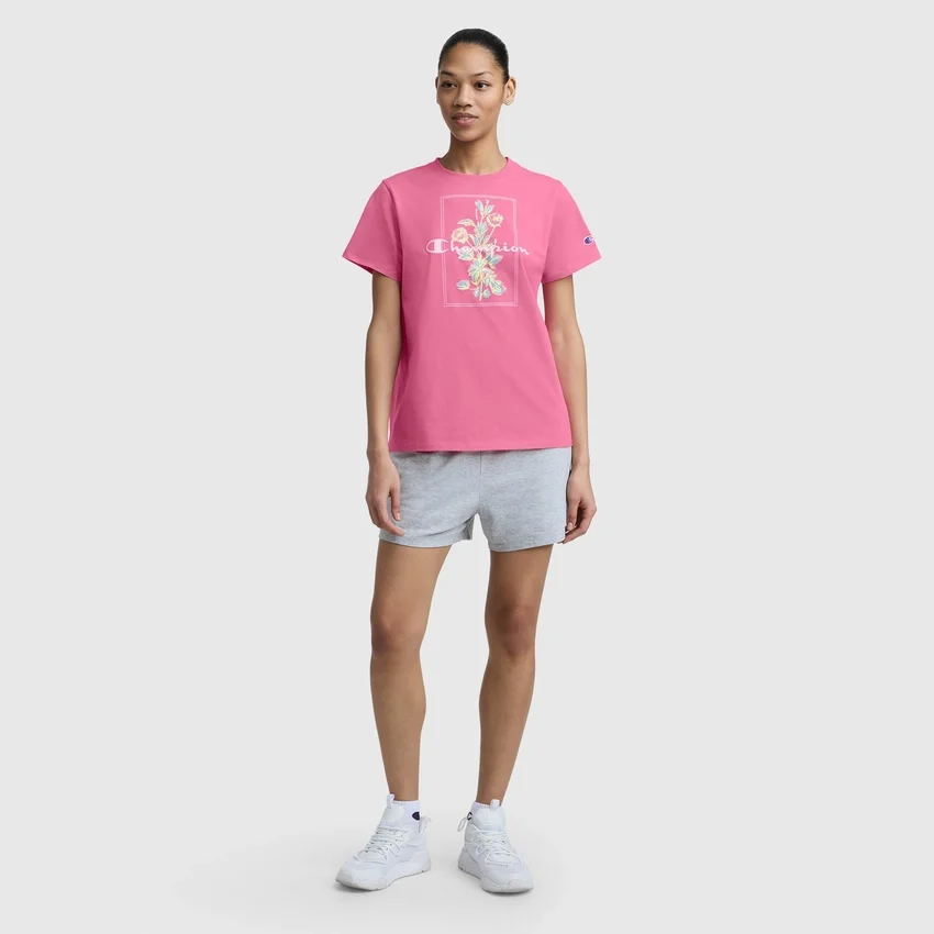 T-Shirt mit „Painted Bouquet“-Grafik, C Logo